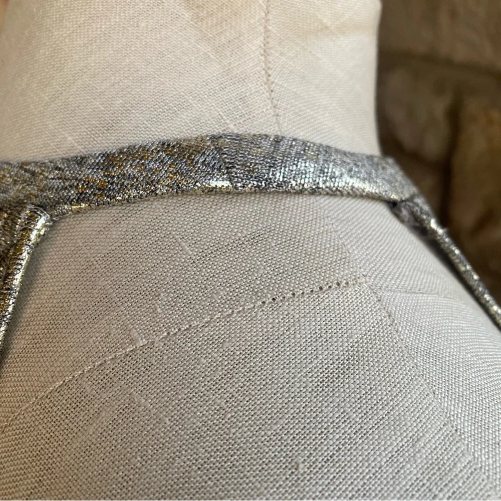 Moulinette Soeurs by Anthropologie shimmer silver gold festive tank top S - Picture 6 of 13
